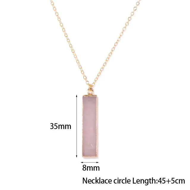 Rose Quartz Necklace – 18K Gold-Plated Natural Stone Pendant