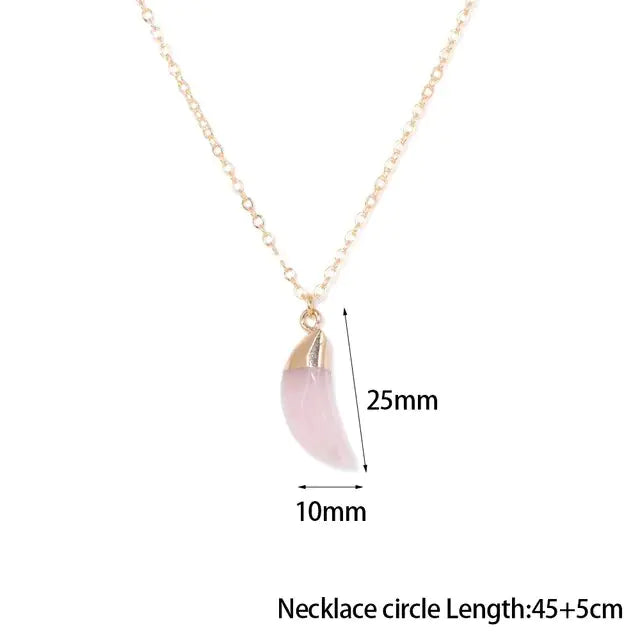 Rose Quartz Necklace – 18K Gold-Plated Natural Stone Pendant