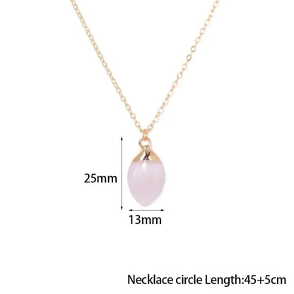 Rose Quartz Necklace – 18K Gold-Plated Natural Stone Pendant