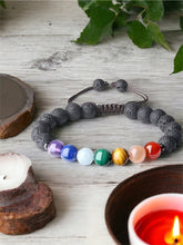 Load image into Gallery viewer, CHAKRA GEMSTONE BRACELET WITH LAVA STONE
