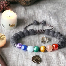 Load image into Gallery viewer, CHAKRA GEMSTONE BRACELET WITH LAVA STONE
