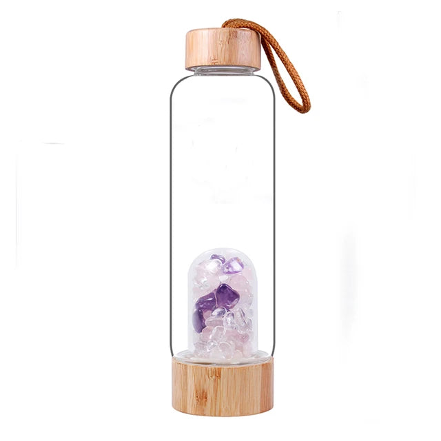 Healing Crystal Water Bottle – Rose Quartz & Amethyst