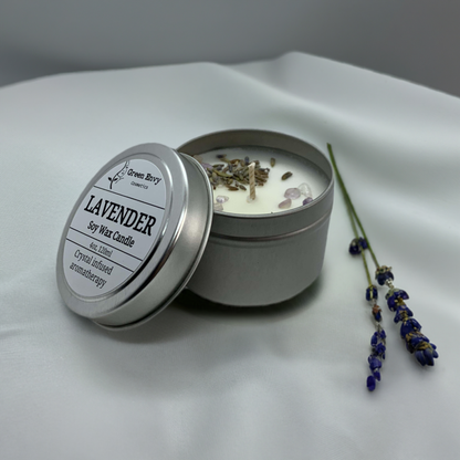LAVENDER- CRYSTAL INFUSED AROMATHERAPY CANDLE