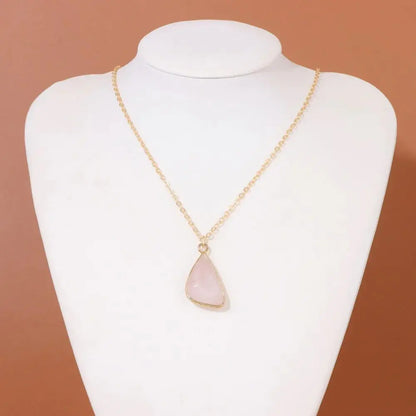 Rose Quartz Necklace – 18K Gold-Plated Natural Stone Pendant