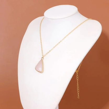 Rose Quartz Necklace – 18K Gold-Plated Natural Stone Pendant