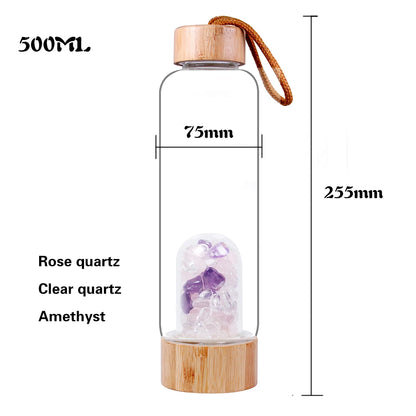 Healing Crystal Water Bottle – Rose Quartz & Amethyst