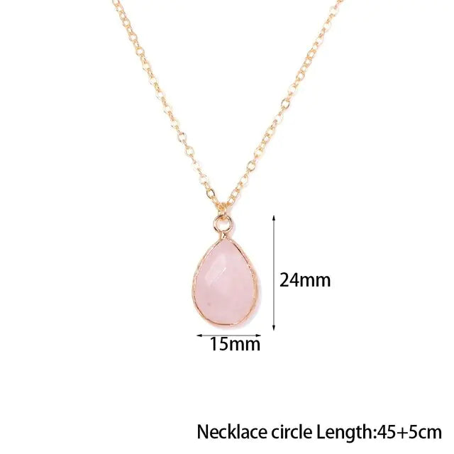 Rose Quartz Necklace – 18K Gold-Plated Natural Stone Pendant