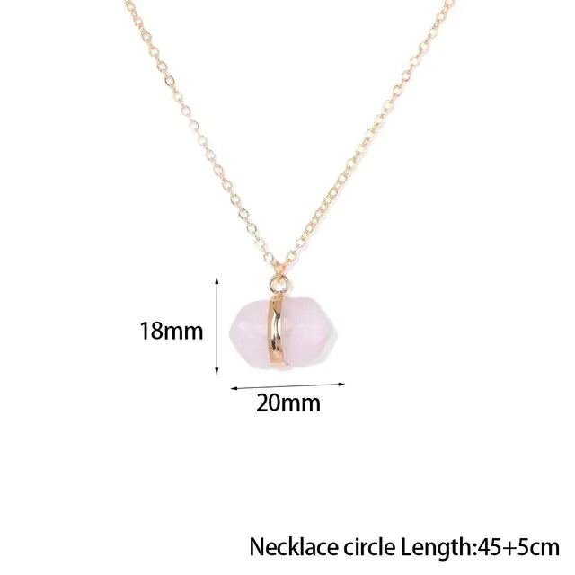 Rose Quartz Necklace – 18K Gold-Plated Natural Stone Pendant