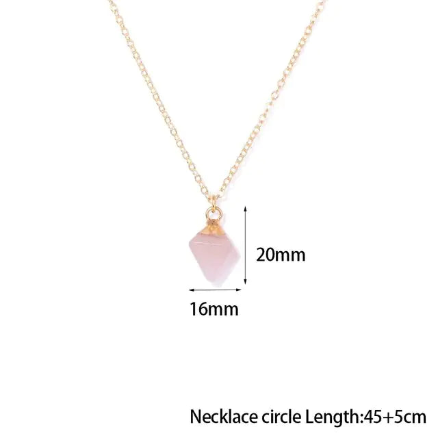 Rose Quartz Necklace – 18K Gold-Plated Natural Stone Pendant