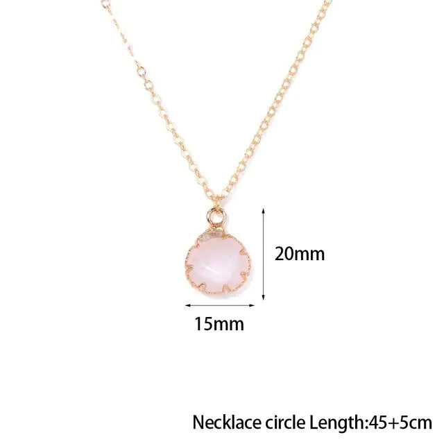 Rose Quartz Necklace – 18K Gold-Plated Natural Stone Pendant