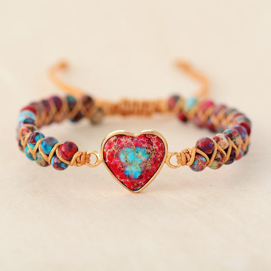 Jasper Heart Charm Bracelets