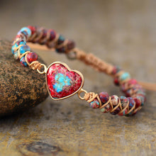 Load image into Gallery viewer, Jasper Heart Charm Bracelets
