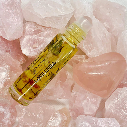 LOVE SPELL- ROSE QUARTZ ROLL ON OIL PERFUME - GreenEnvyCosmetics 